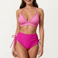2-Piece Bikini Set with Triangle Bralette Top Scalloped Trim and High Rise Tie Side Bottom