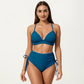 2-Piece Bikini Set with Triangle Bralette Top Scalloped Trim and High Rise Tie Side Bottom