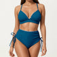 2-Piece Bikini Set with Triangle Bralette Top Scalloped Trim and High Rise Tie Side Bottom