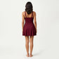 One Piece Swimsuit with Decorative Stud Bust Detail and Wrap Skirt Tie Accent