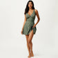 One Piece Swimsuit with Decorative Stud Bust Detail and Wrap Skirt Tie Accent