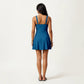 One Piece Swimsuit with Decorative Stud Bust Detail and Wrap Skirt Tie Accent