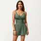 One Piece Swim Romper with Crisscross Bust Adjustable Straps and Relaxed Short Bottom