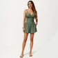 One Piece Swim Romper with Crisscross Bust Adjustable Straps and Relaxed Short Bottom