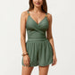 One Piece Swim Romper with Crisscross Bust Adjustable Straps and Relaxed Short Bottom