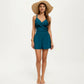 One Piece Swim Romper with Crisscross Bust Adjustable Straps and Relaxed Short Bottom