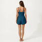 One Piece Swim Romper with Crisscross Bust Adjustable Straps and Relaxed Short Bottom
