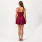 One Piece Swimsuit with Crisscross Bust Detail Adjustable Straps and Flared Skirted Silhouette