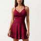One Piece Swimsuit with Crisscross Bust Detail Adjustable Straps and Flared Skirted Silhouette