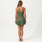One Piece Swimsuit with Crisscross Bust Detail Adjustable Straps and Flared Skirted Silhouette