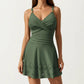 One Piece Swimsuit with Crisscross Bust Detail Adjustable Straps and Flared Skirted Silhouette