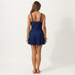 One Piece Swimsuit with Crisscross Bust Detail Adjustable Straps and Flared Skirted Silhouette