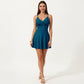 One Piece Swimsuit with Crisscross Bust Detail Adjustable Straps and Flared Skirted Silhouette