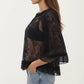 Womens Three Quarter Sleeve Lace Mesh Layering Blouse Top