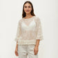 Womens Three Quarter Sleeve Lace Mesh Layering Blouse Top