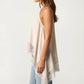 Womens Sleeveless High Neck Lace Trim Asymmetric Hem Woven Blouse Top