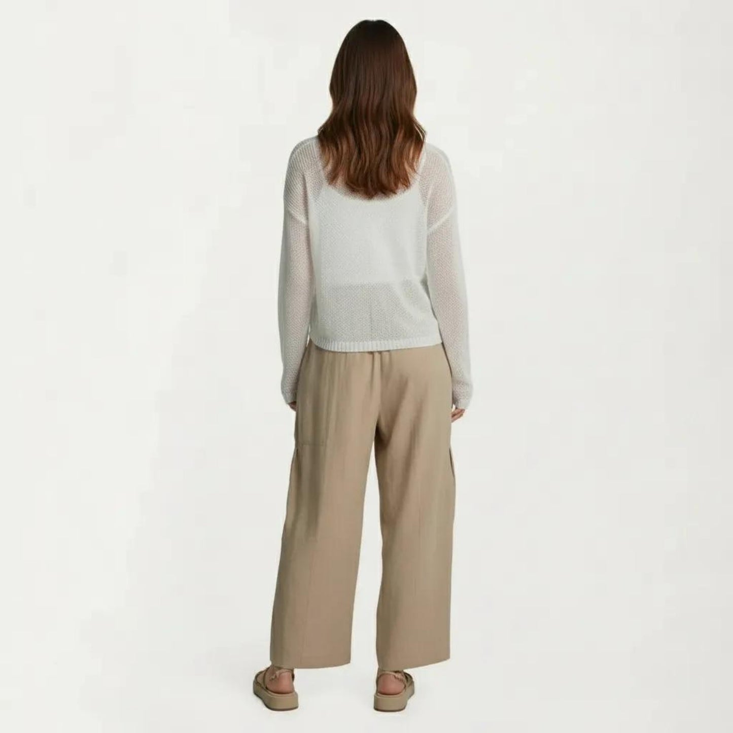 Wide Leg Drawstring Pants with Elastic Waistband, Utility Pockets and Relaxed Fit
