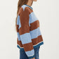 Striped Knit Sweater with Color Block Design, Ribbed Trim and Relaxed Drop Shoulder Fit