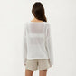 Lightweight Open Knit Long Sleeve Sweater Top with Relaxed Fit and Subtle Sheer Texture