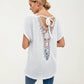 Short Sleeve Waffle Knit V-Neck Relaxed Fit Top
