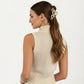 Sleeveless Ribbed Knit Zip Front Collared Top