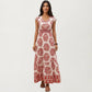 Cap Sleeve Maxi Dress with V Neckline and Smocked Waist Detail