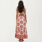 Cap Sleeve Maxi Dress with V Neckline and Smocked Waist Detail