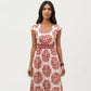 Cap Sleeve Maxi Dress with V Neckline and Smocked Waist Detail