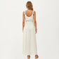 Sleeveless Maxi Dress with Floral Applique Straps Belted Waist and Front Slit