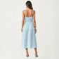 Sleeveless Striped Midi Dress with Adjustable Straps Smocked Waist Button Front and Tiered Skirt