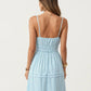 Sleeveless Striped Midi Dress with Adjustable Straps Smocked Waist Button Front and Tiered Skirt