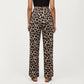 High Waist Wide Leg Pants with Leopard Print and Adjustable Drawstring