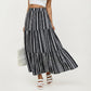 High Waist Tiered Midi Skirt with Geometric Print