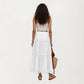 High Waist Tiered Midi Skirt with Eyelet Trim