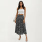 High Waist Midi Skirt with Ditsy Floral Print and Side Slit
