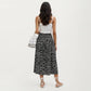 High Waist Midi Skirt with Ditsy Floral Print and Side Slit