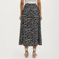 High Waist Midi Skirt with Ditsy Floral Print and Side Slit