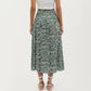 High Waist Midi Skirt with Ditsy Floral Print and Side Slit