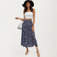 High Waist Midi Skirt with Ditsy Floral Print and Side Slit