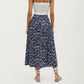 High Waist Midi Skirt with Ditsy Floral Print and Side Slit