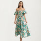 Off Shoulder Maxi Dress with Smocked Bodice and Tiered Skirt