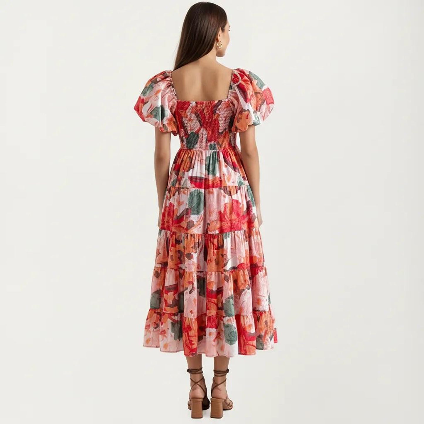 Off Shoulder Maxi Dress with Smocked Bodice and Tiered Skirt