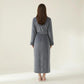 Plush Long Robe with Textured Shawl Collar Tie Waist Belt Soft Warm Full Length Bathrobe