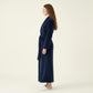 Plush Long Robe with Textured Shawl Collar Tie Waist Belt Soft Warm Full Length Bathrobe
