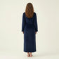 Plush Long Robe with Textured Shawl Collar Tie Waist Belt Soft Warm Full Length Bathrobe