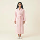 Plush Long Robe with Textured Shawl Collar Tie Waist Belt Soft Warm Full Length Bathrobe