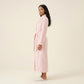 Plush Long Robe with Textured Shawl Collar Tie Waist Belt Soft Warm Full Length Bathrobe