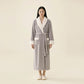 Plush Long Robe with Contrast Trim Shawl Collar Tie Waist Belt Full Length Bathrobe
