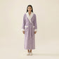 Plush Long Robe with Contrast Trim Shawl Collar Tie Waist Belt Full Length Bathrobe