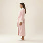Plush Long Robe with Contrast Trim Shawl Collar Tie Waist Belt Soft Textured Warm